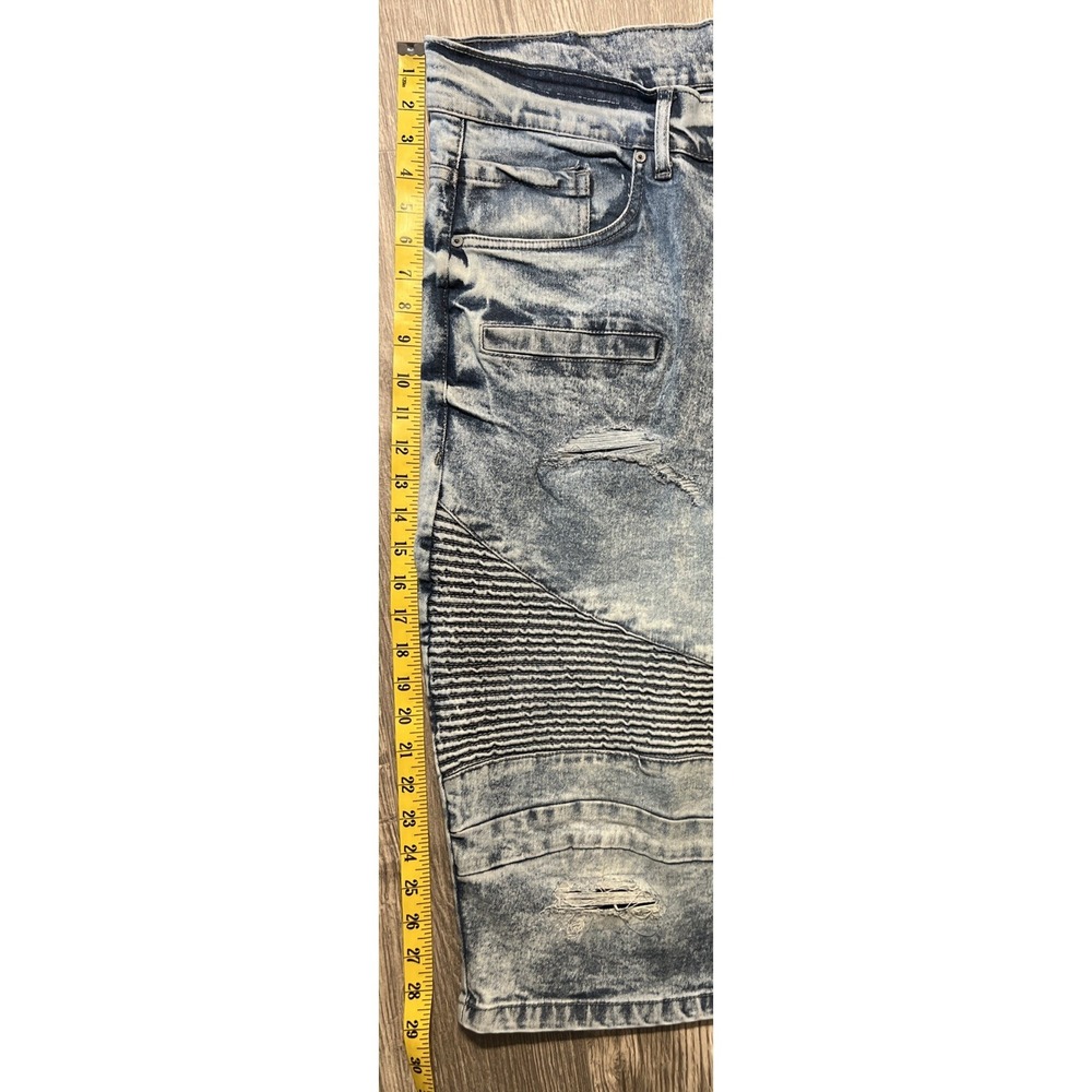Dash Denim Y2K 90s Baggy Skater Distressed Blue Jean Shorts Men's Size 46x14 - Picture 7 of 9
